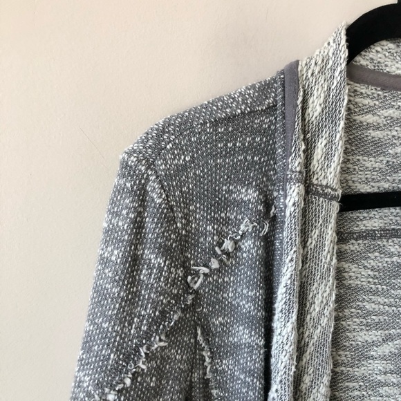 Free People Loop Knit Raw Trim Grey Open Cardigan - Picture 5 of 9
